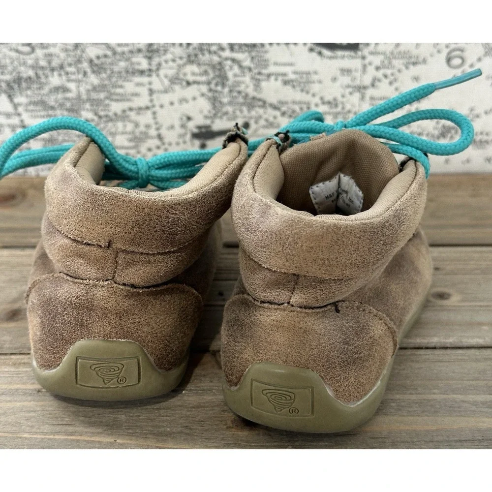 TWISTER Chukka Boots Baby Toddler Sz 5 Basketweave Shoes Camel/Turquoise Boys